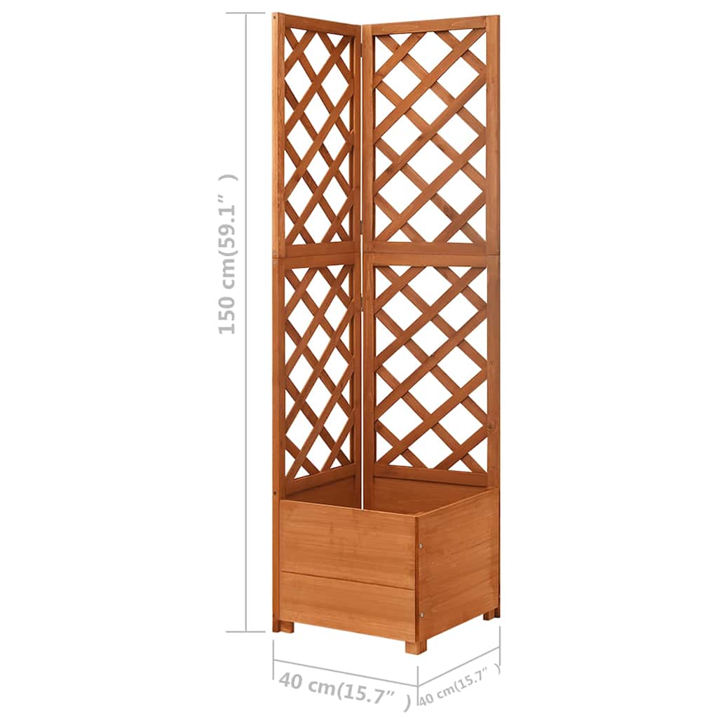 Tömör fenyőfa rácsos sarok-ültetőláda 40 x 40 x 150 cm 6