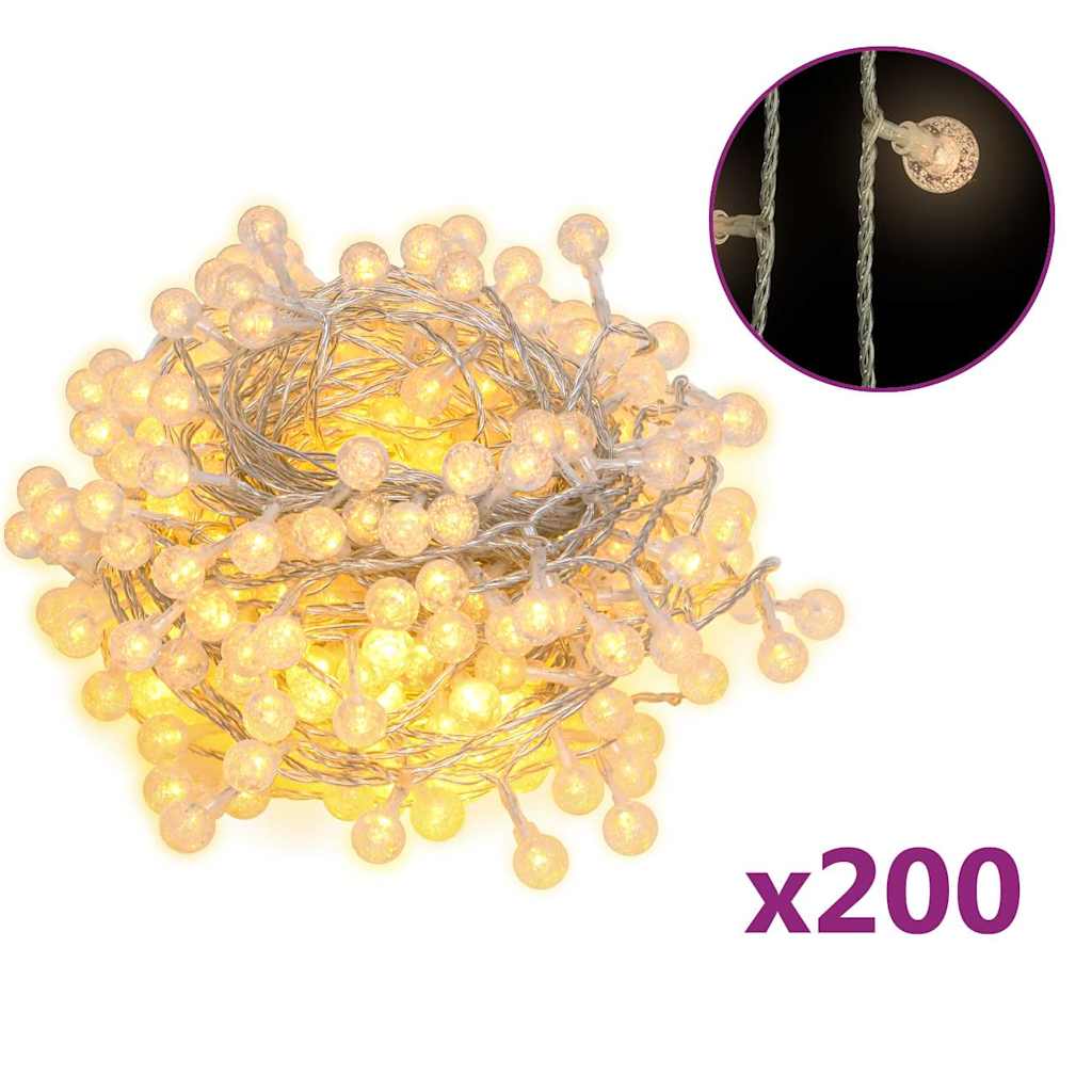 Gömb alakú 8 funkciós meleg fehér tündérfényfüzér 200 LED 20 m 2