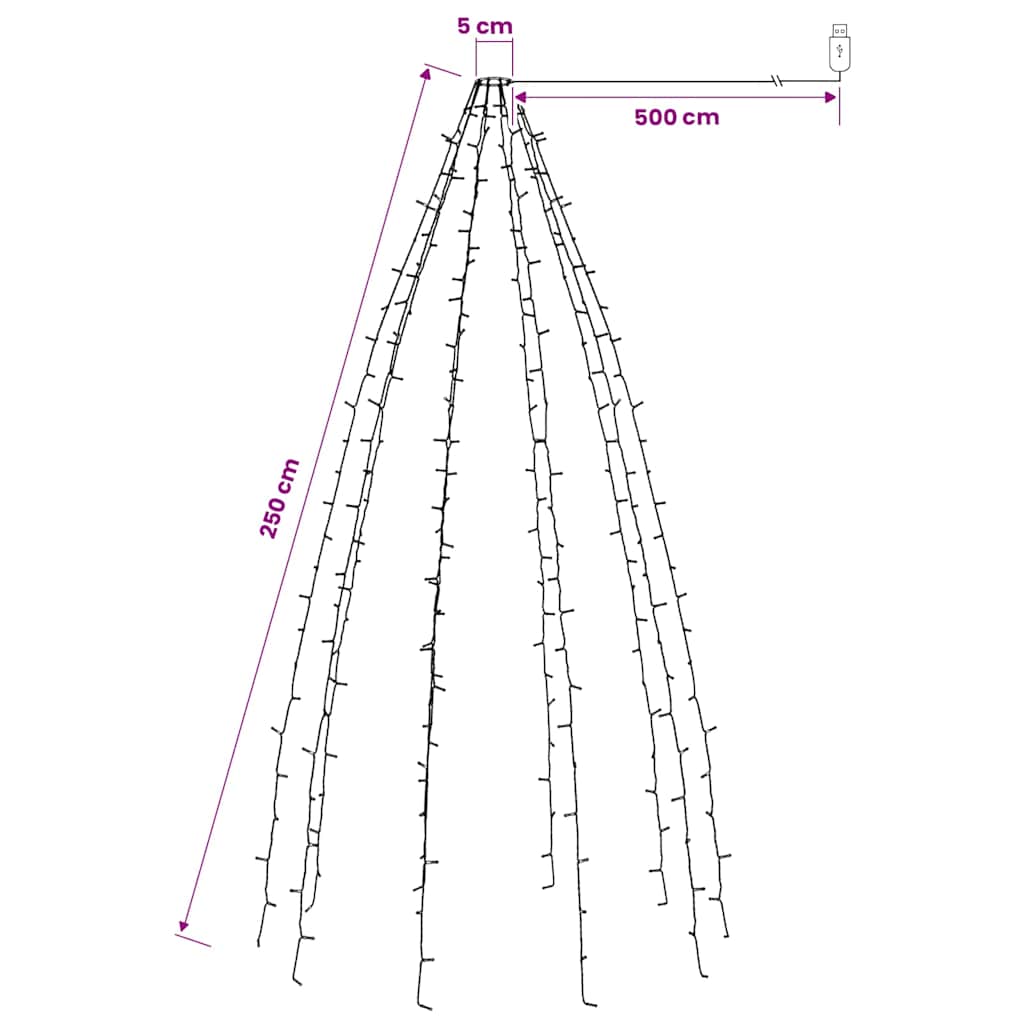 Karácsonyfa-fényfüzér 250 kék LED-del 250 cm 8
