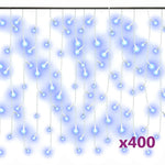 8 funkciós kék LED-es jégcsapfényfüggöny 400 LED-del 10 m 2