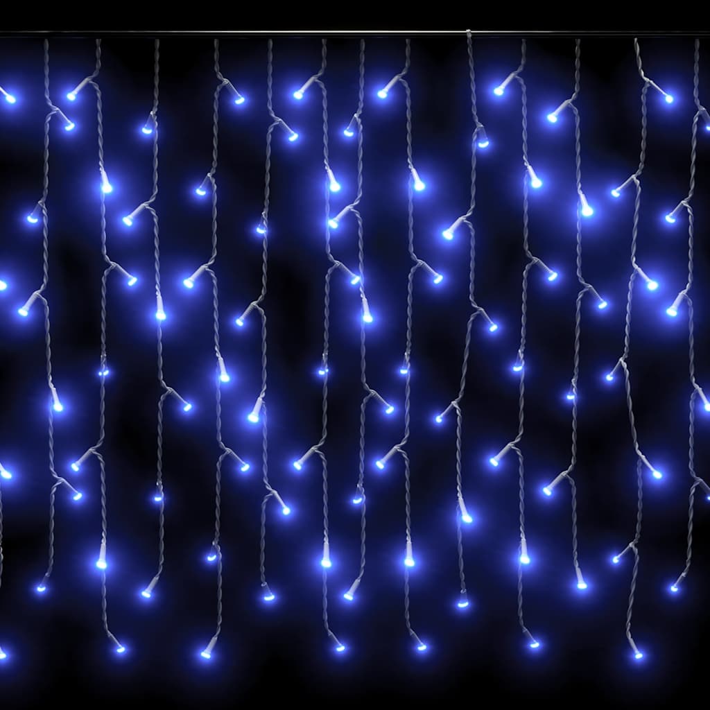8 funkciós kék LED-es jégcsapfényfüggöny 400 LED-del 10 m 7