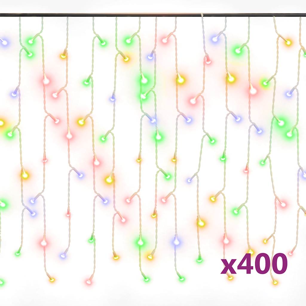 8 funkciós színes LED-es jégcsapfényfüggöny 400 LED-del 10 m 2
