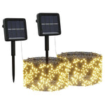 2 db 2x200 LED-es meleg fehér bel-/kültéri napelemes fényfüzér 2