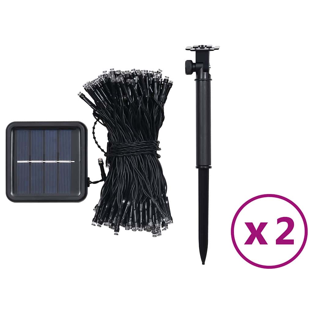 2 db 2x200 LED-es meleg fehér bel-/kültéri napelemes fényfüzér 7