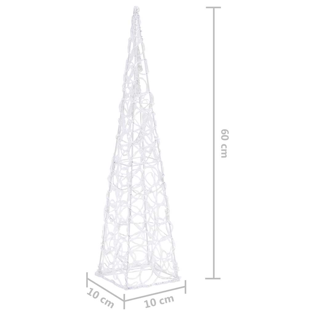 Dekoratív hideg fehér fényű LED-es akril fénykúp 60 cm 9