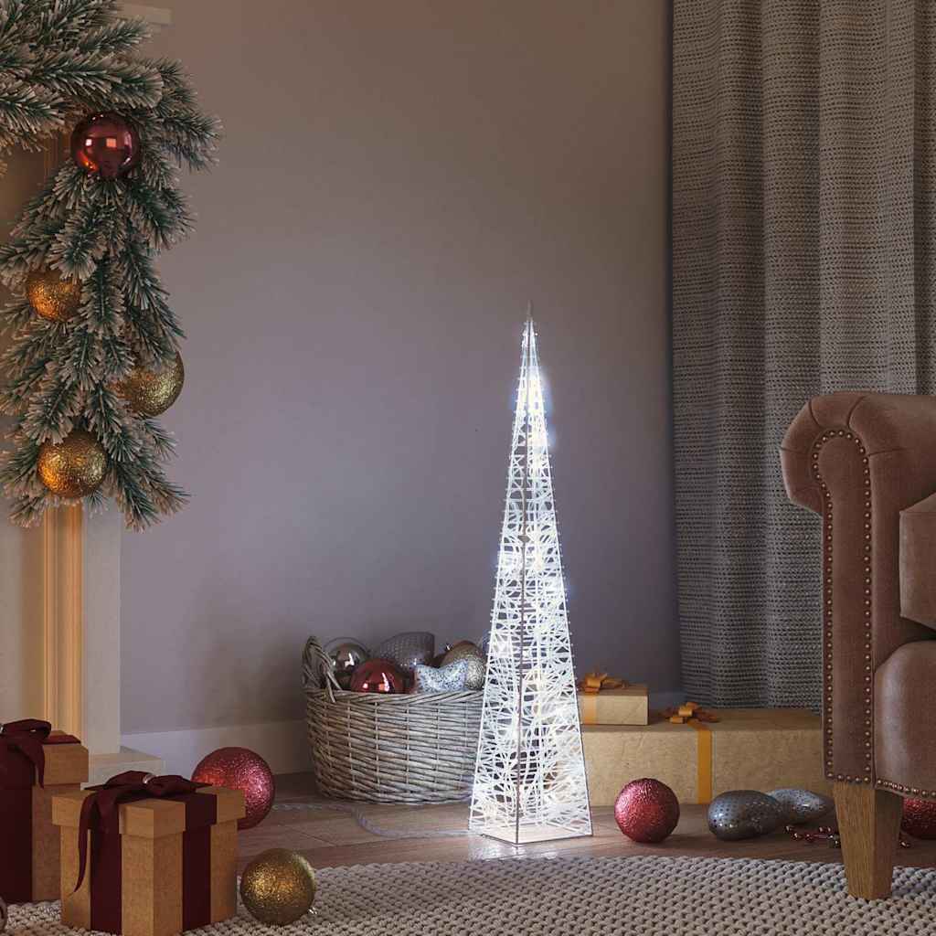 Dekoratív hideg fehér fényű LED-es akril fénykúp 60 cm