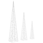 Hideg fehér fényű LED-es akril díszfénykúpszett 60/90/120 cm 5