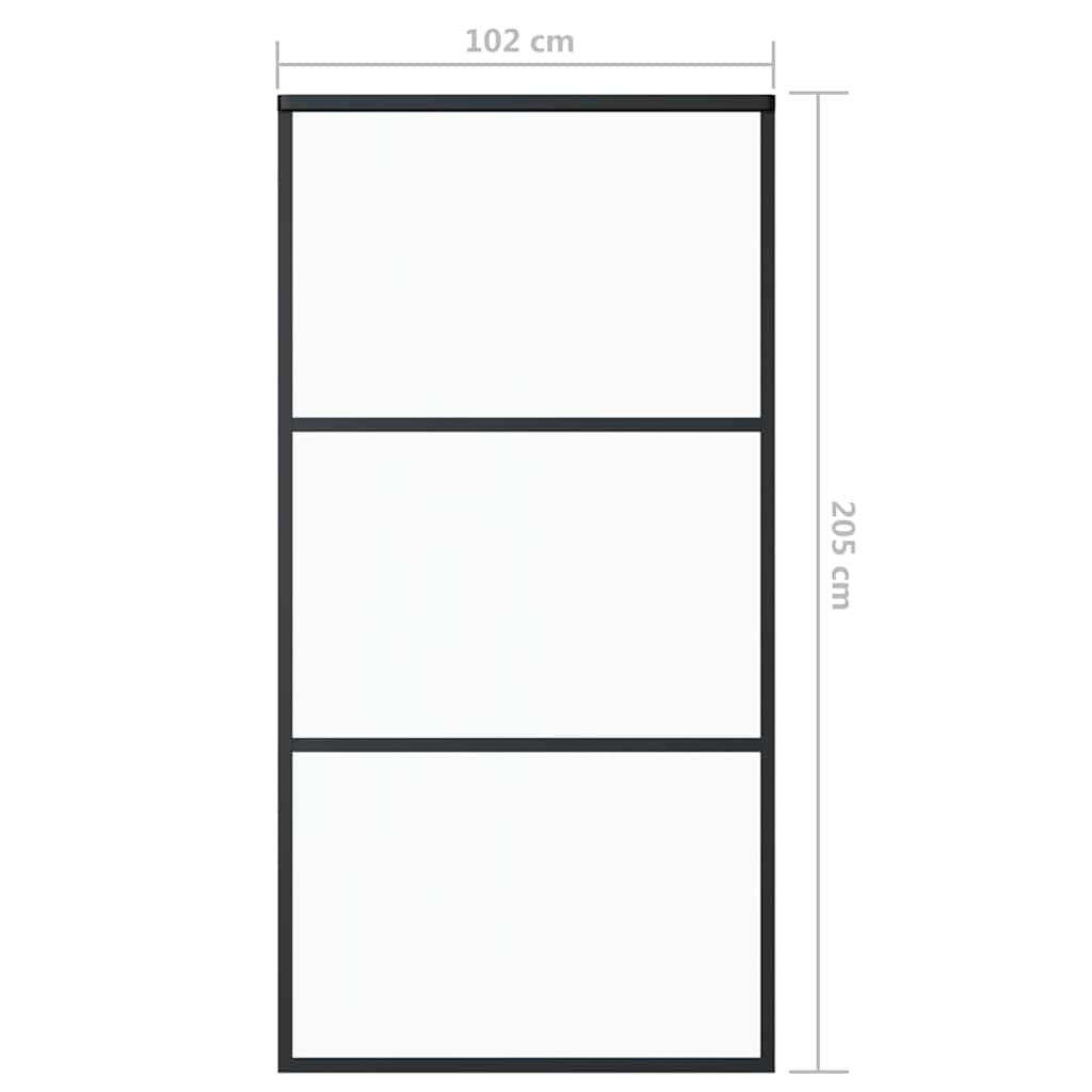 Fekete ESG üveg és alumínium tolóajtó 102 x 205 cm 6