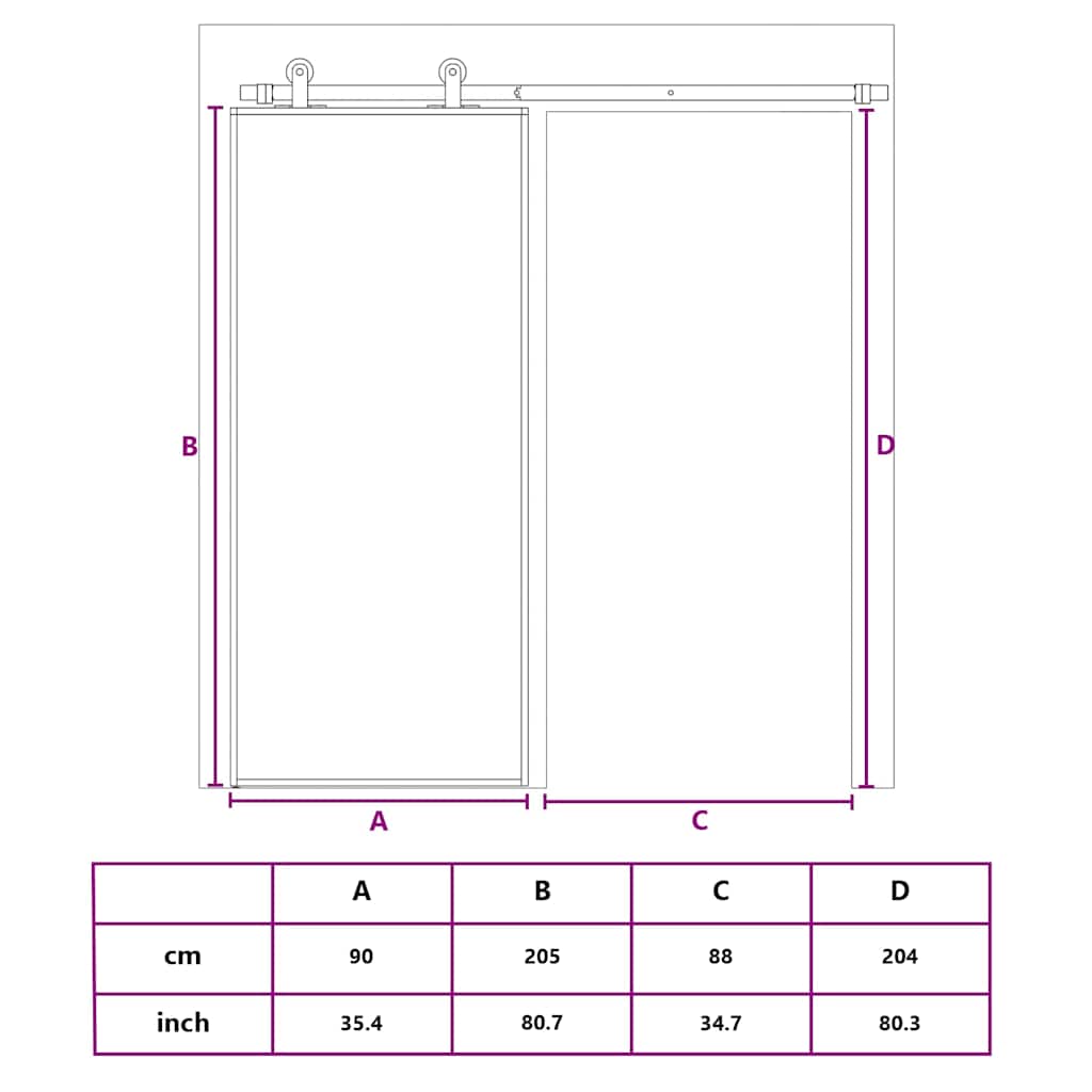 Fekete ESG üveg és alumínium tolóajtó 90 x 205 cm 8
