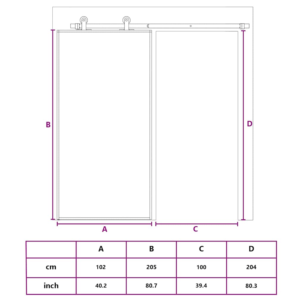 Fekete ESG üveg és alumínium tolóajtó 102 x 205 cm 8