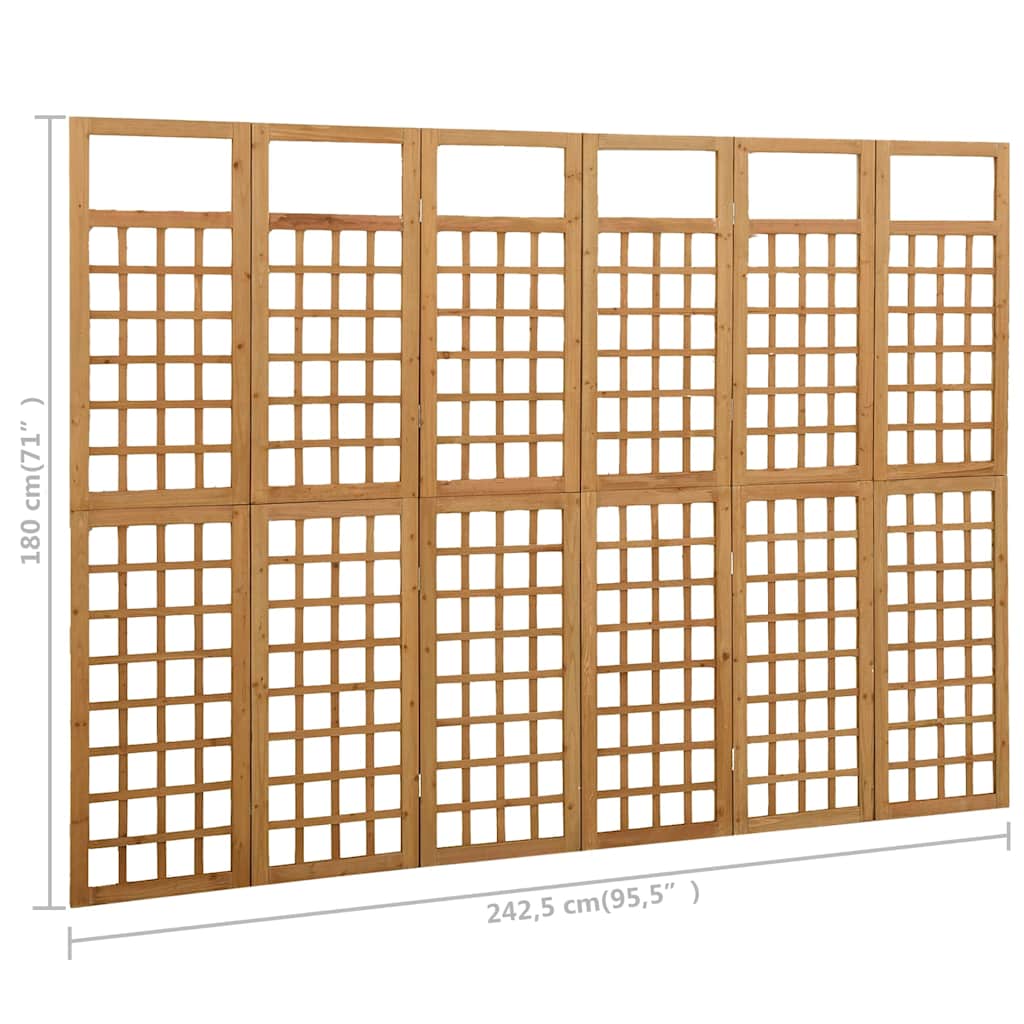6 paneles tömör fenyőfa térelválasztó/lugasrács 242,5 x 180 cm 6