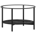 Fekete-fekete márvány edzett üveg dohányzóasztal 70 cm 2