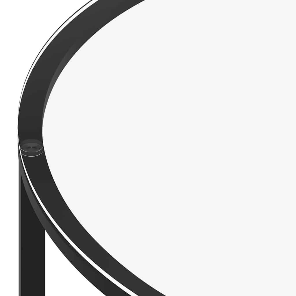 Fekete-fekete márvány edzett üveg dohányzóasztal 70 cm 4
