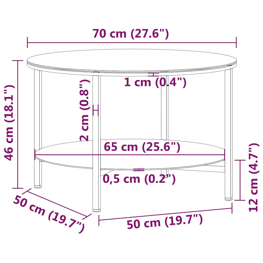 Fekete-fekete márvány edzett üveg dohányzóasztal 70 cm 6
