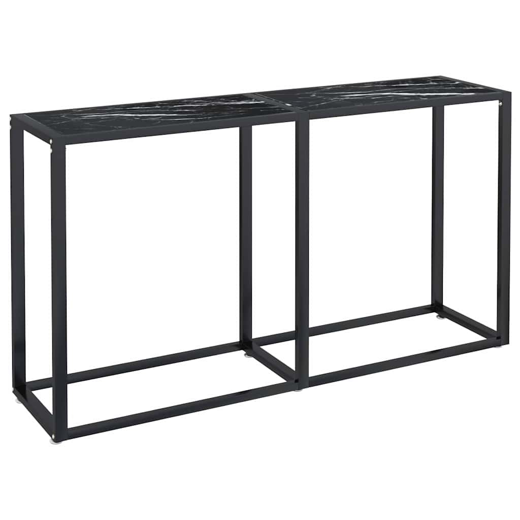 Fekete márványszínű edzett üveg tálalóasztal 140 x 35 x 75,5 cm 2