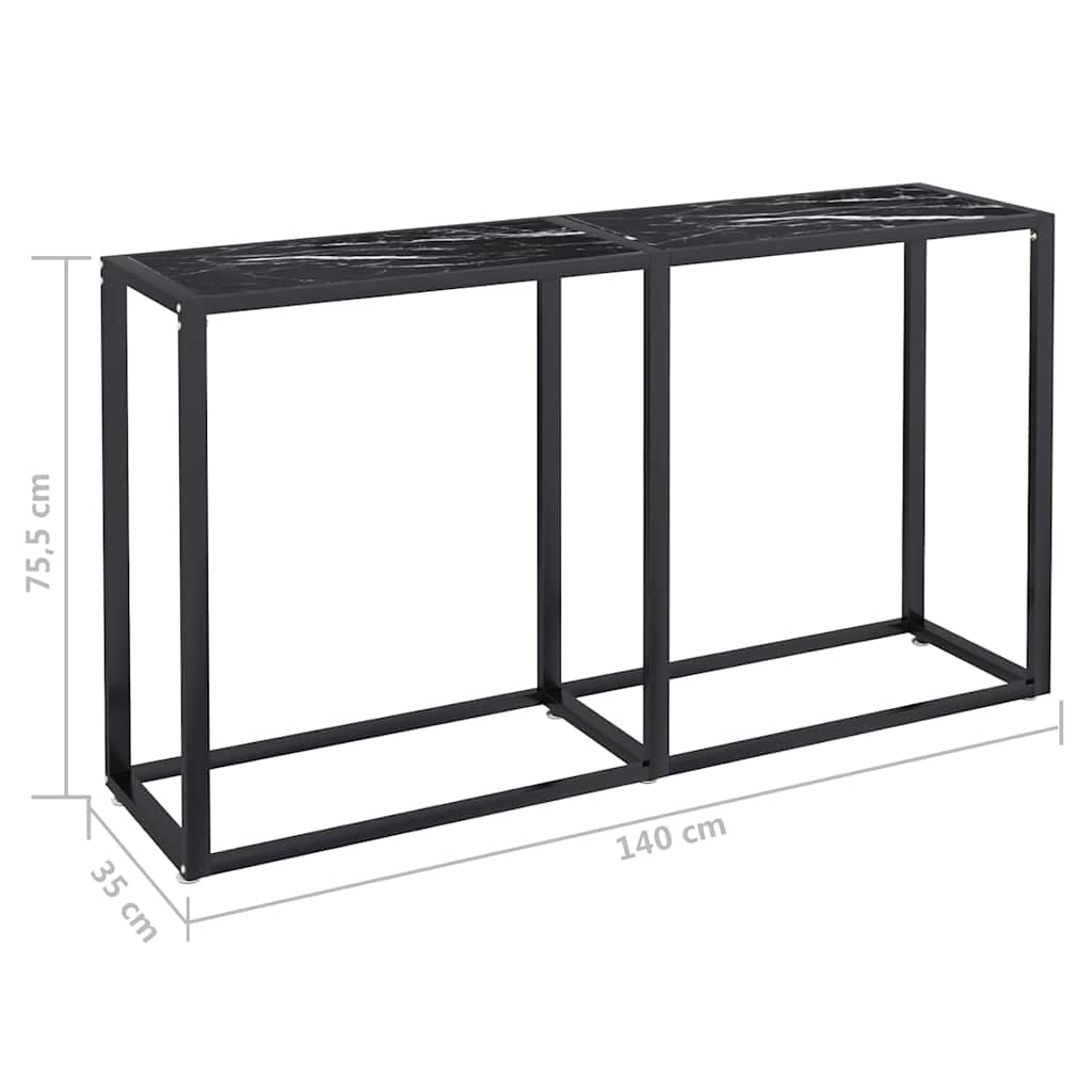 Fekete márványszínű edzett üveg tálalóasztal 140 x 35 x 75,5 cm 7