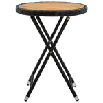 Fekete polyrattan és tömör akácfa teázóasztal 60 cm 2