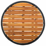Fekete polyrattan és tömör akácfa teázóasztal 60 cm 5