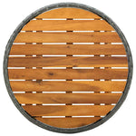 Szürke polyrattan és tömör akácfa teázóasztal 60 cm 4