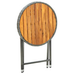 Szürke polyrattan és tömör akácfa teázóasztal 60 cm 5