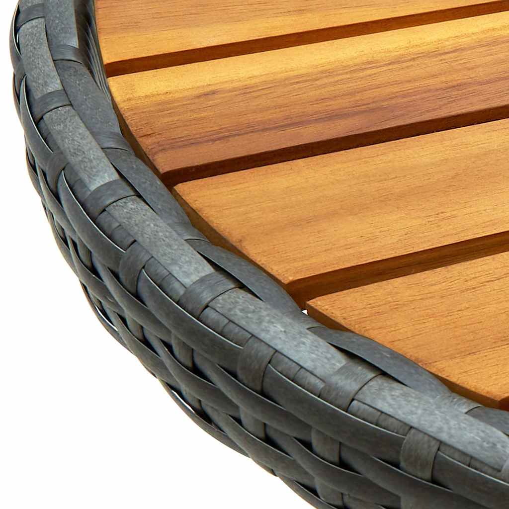 Szürke polyrattan és tömör akácfa teázóasztal 60 cm 6
