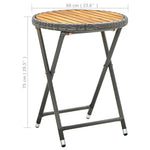 Szürke polyrattan és tömör akácfa teázóasztal 60 cm 7