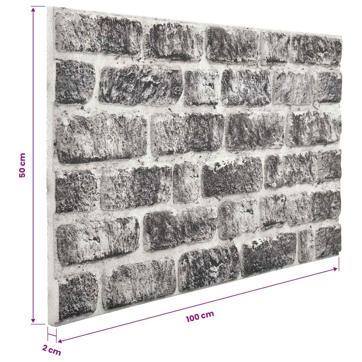 Fali panelek 10 db 100 x 50 cm Sötétszürke és Fehér EPS Hab 5