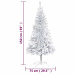 Ezüstszínű PET megvilágított műkarácsonyfa gömb szettel 150 cm 13