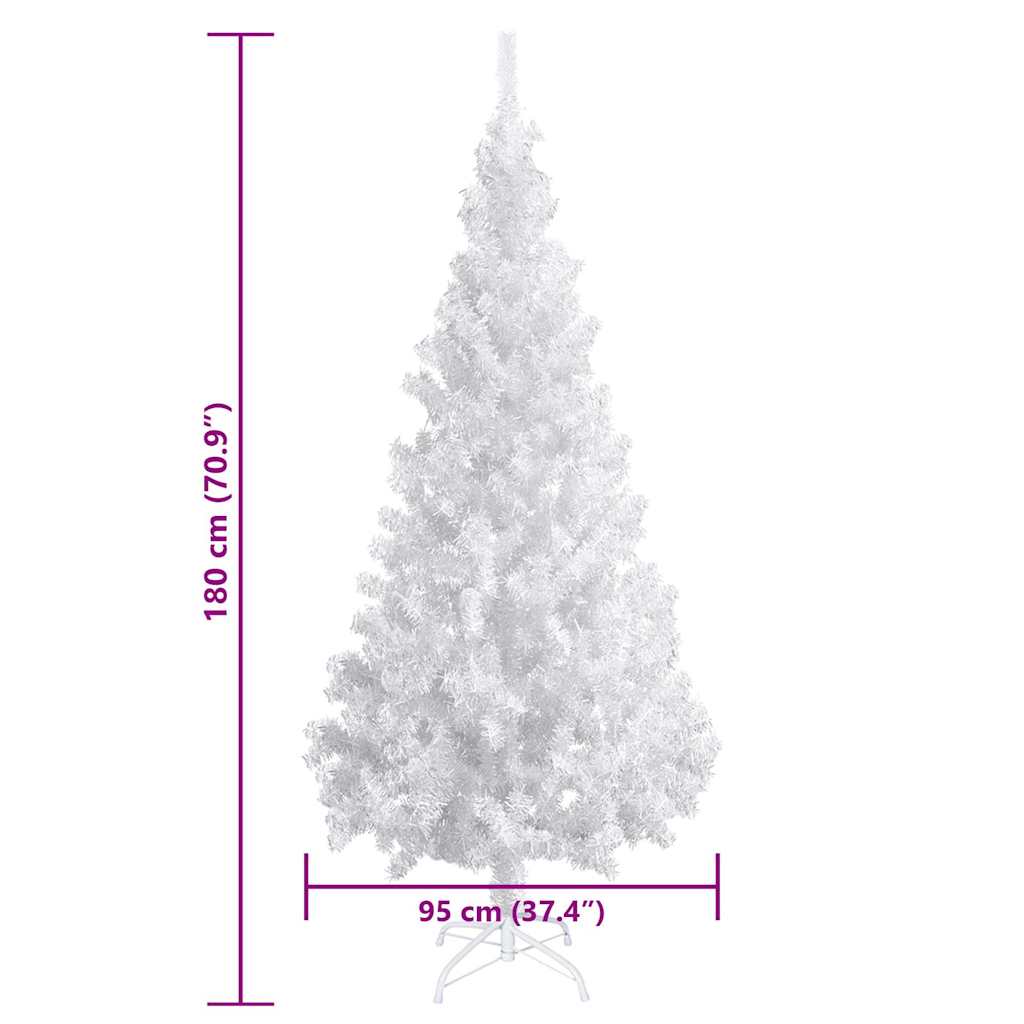 Fehér PVC megvilágított műkarácsonyfa gömb szettel 180 cm 7