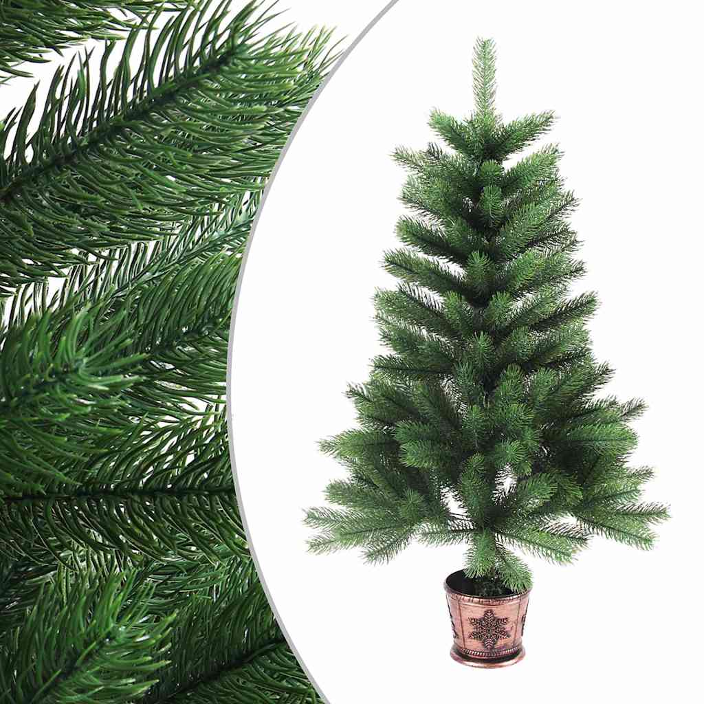Zöld megvilágított műkarácsonyfa gömb szettel 90 cm 2
