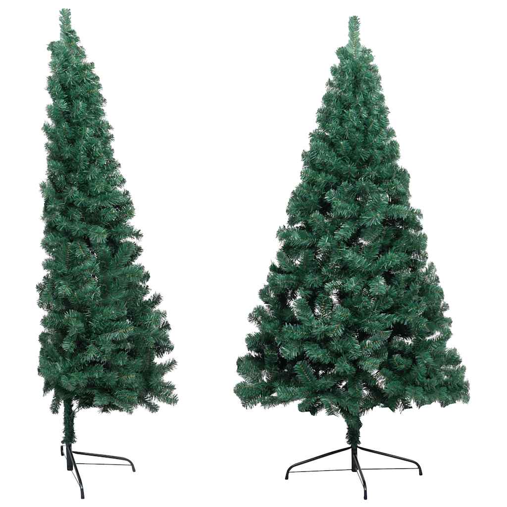 Zöld megvilágított fél műkarácsonyfa gömb szettel 120 cm 3