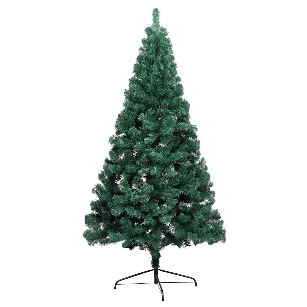 Zöld megvilágított fél műkarácsonyfa gömb szettel 120 cm 4