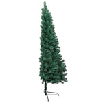 Zöld megvilágított fél műkarácsonyfa gömb szettel 120 cm 6