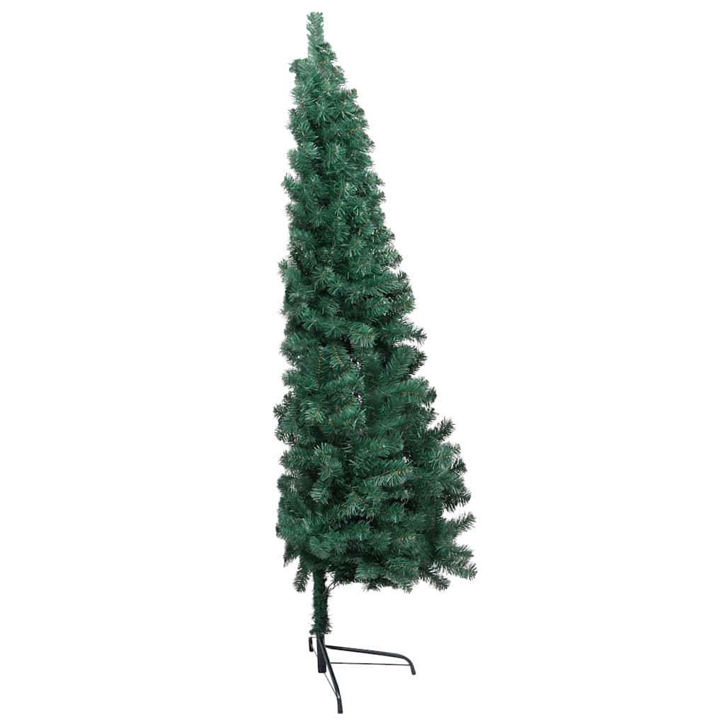 Zöld megvilágított fél műkarácsonyfa gömb szettel 120 cm 6