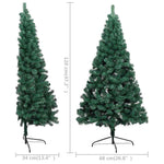 Zöld megvilágított fél műkarácsonyfa gömb szettel 120 cm 17