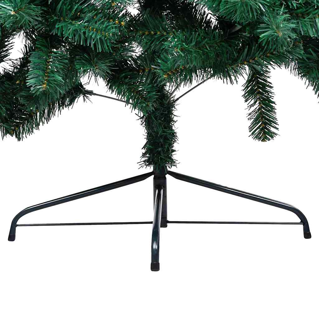 Zöld megvilágított fél műkarácsonyfa gömb szettel 120 cm 8