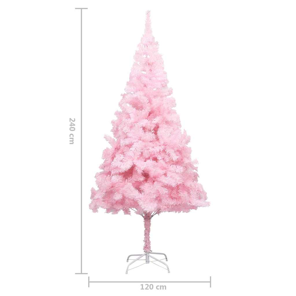 Rózsaszín PVC megvilágított műkarácsonyfa gömb szettel 240 cm 14