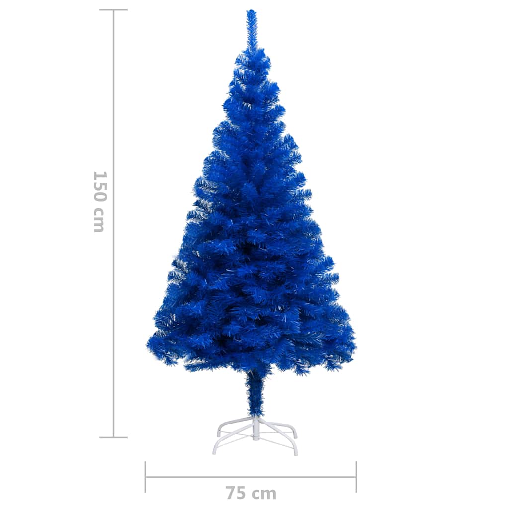 Kék PVC megvilágított műkarácsonyfa gömb szettel 150 cm 13