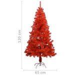Piros PVC megvilágított műkarácsonyfa gömb szettel 120 cm 13