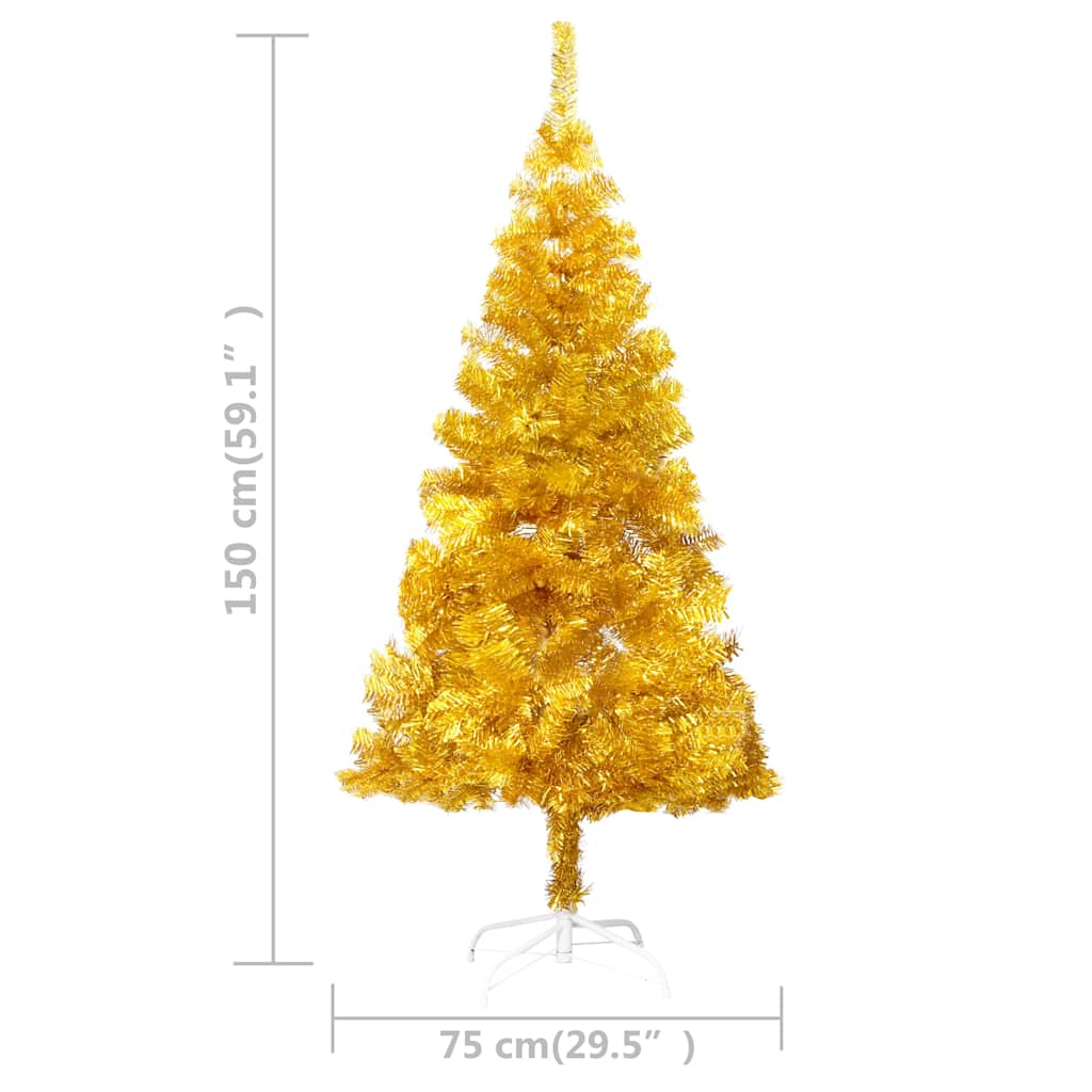 Aranyszínű PET megvilágított műkarácsonyfa gömb szettel 150 cm 13