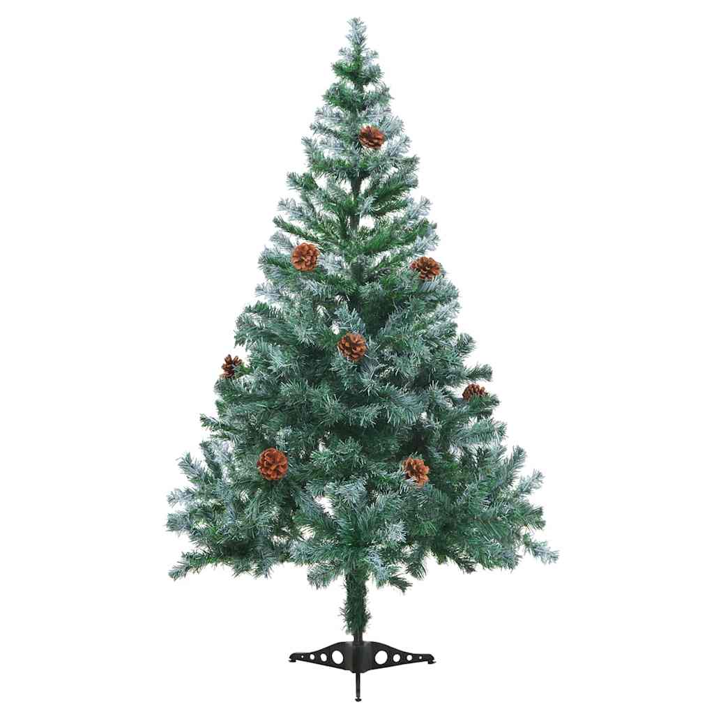 Zúzmarás megvilágított karácsonyfa gömb szettel/tobozzal 150 cm 3
