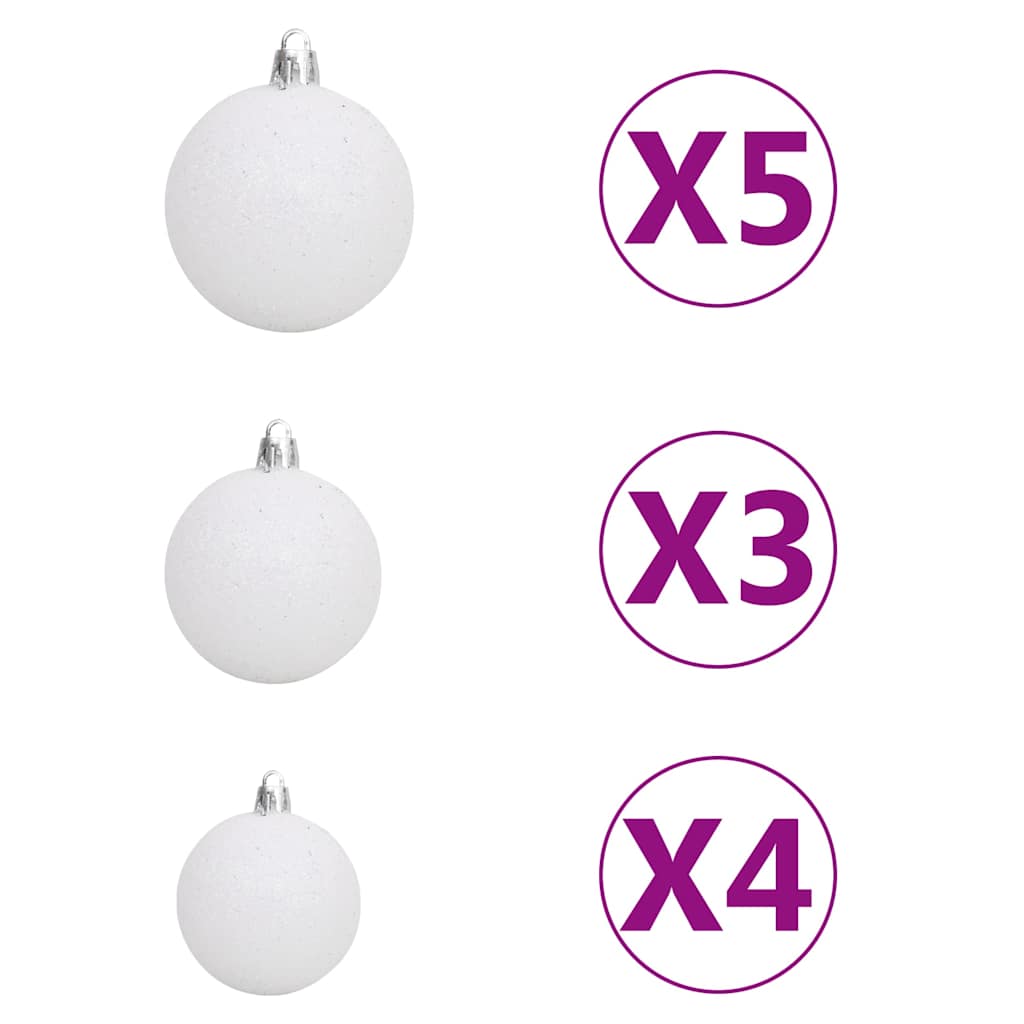 LED-es műkarácsonyfa gömbkészlettel és tobozokkal 150 cm 12