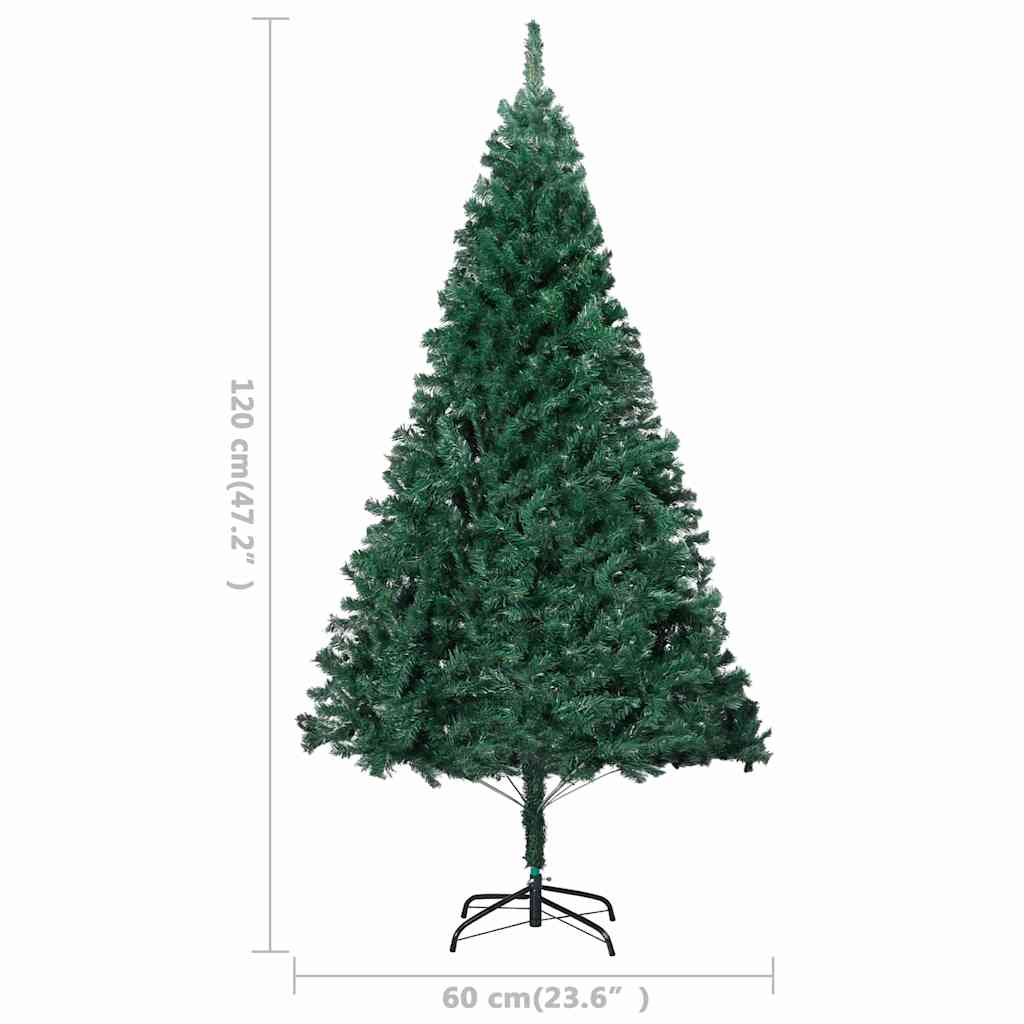 Zöld PVC megvilágított műkarácsonyfa gömb szettel 120 cm 12