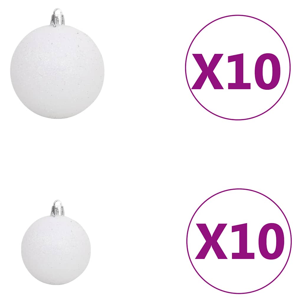 Fehér megvilágított műkarácsonyfa gömb szettel 240 cm 4