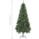 Zöld megvilágított műkarácsonyfa gömb szettel 210 cm 14