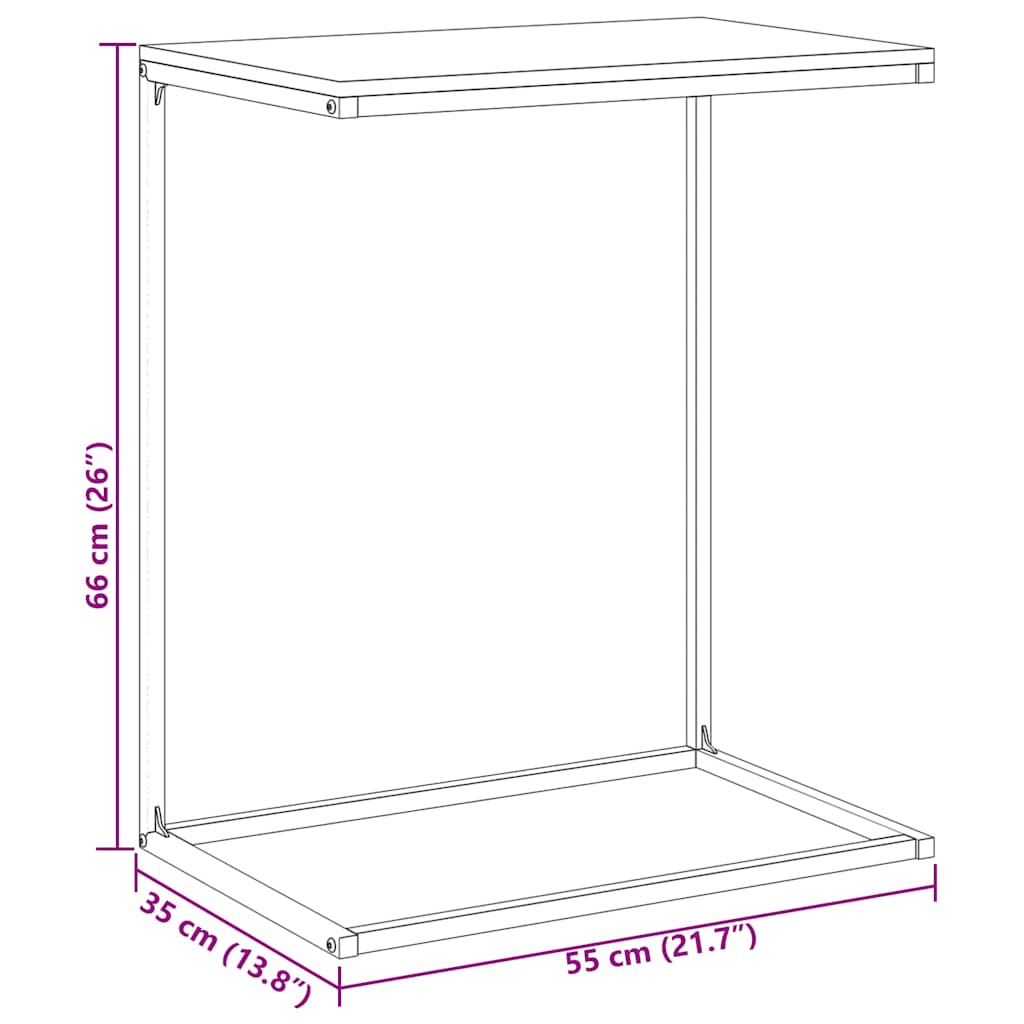 Fekete szerelt fa kisasztal 55 x 35 x 66 cm 8