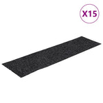 Öntapadós lépcsőszőnyegek 15 db 76 x 20 cm sötétszürke téglalap alakú 2