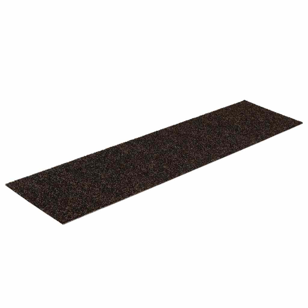 Öntapadós lépcsőszőnyegek 15 db 76 x 20 cm sötétbarna téglalap alakú 3