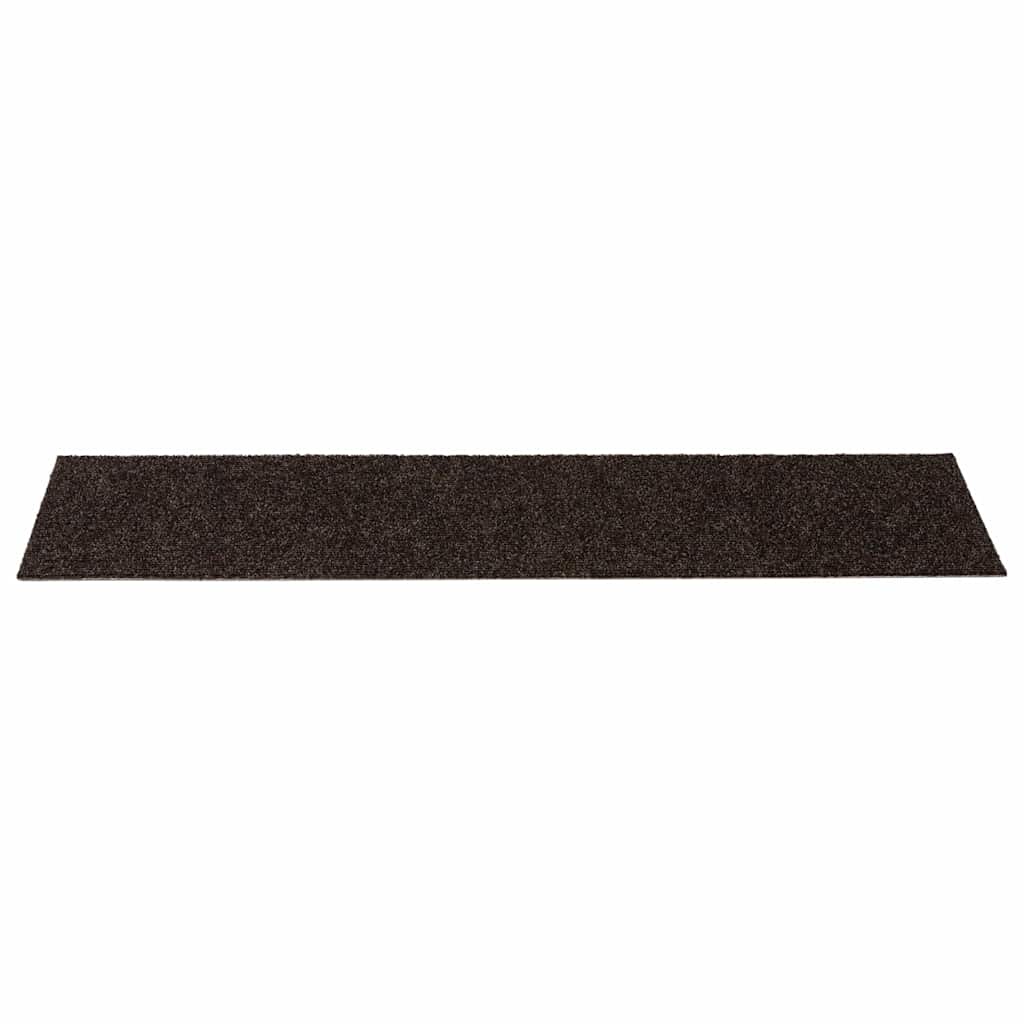 Öntapadós lépcsőszőnyegek 15 db 76 x 20 cm sötétbarna téglalap alakú 4
