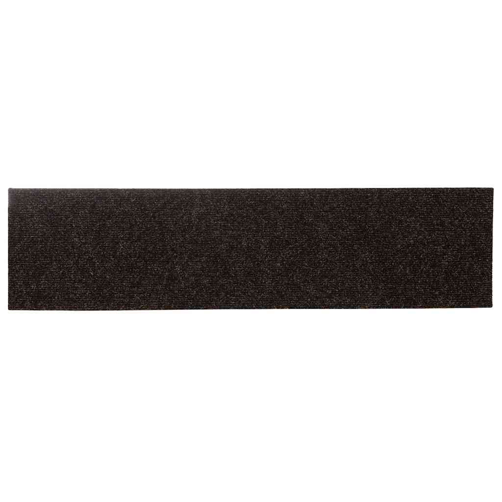 Öntapadós lépcsőszőnyegek 15 db 76 x 20 cm sötétbarna téglalap alakú 5